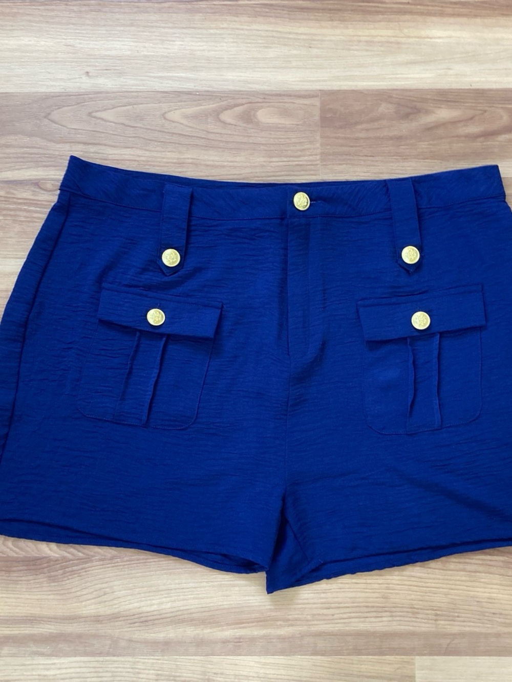 Love Royal Blue Shorts with Gold Buttons